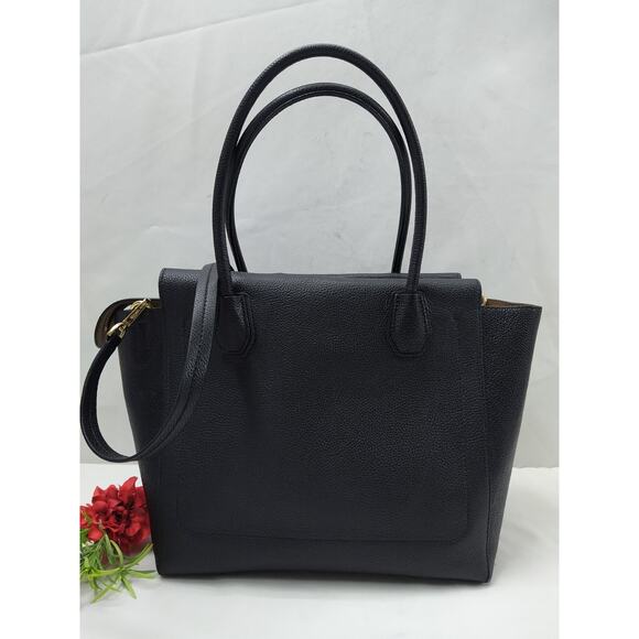 Michael Kors Mercer Studio Black Pebbled Leather Double Handles Tote Bag - $398 - Picture 2 of 16